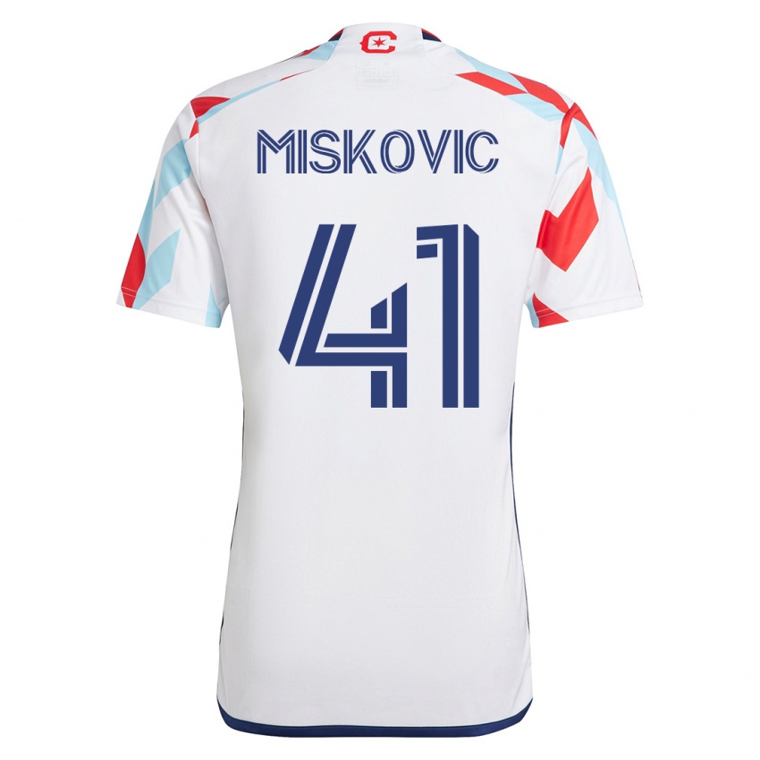 Kinder Mihajlo Miskovic #41 Weiß Blau Auswärtstrikot Trikot 2023/24 T-Shirt