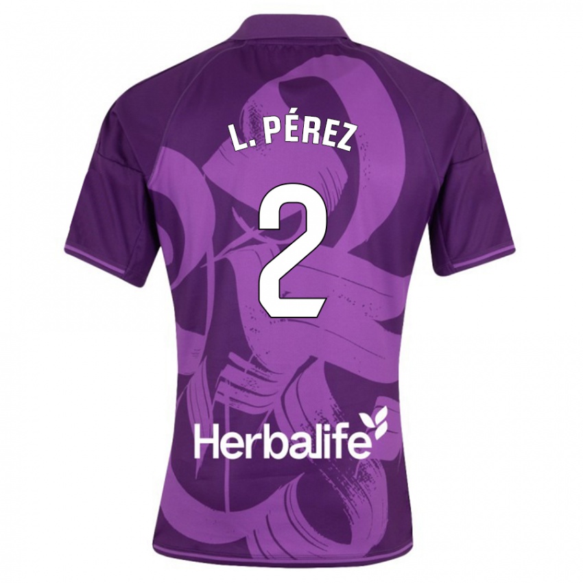 Kinder Luis Pérez #2 Violett Auswärtstrikot Trikot 2023/24 T-Shirt