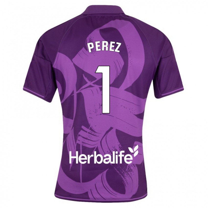 Kinder Fer Pérez #1 Violett Auswärtstrikot Trikot 2023/24 T-Shirt