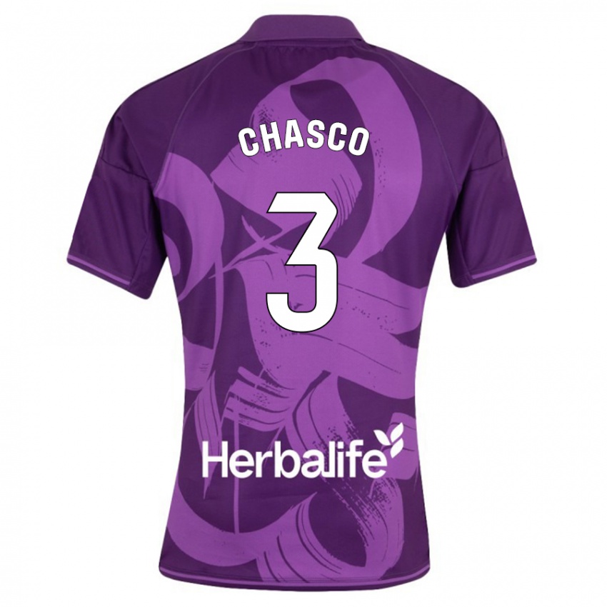 Kinder Raúl Chasco #3 Violett Auswärtstrikot Trikot 2023/24 T-Shirt