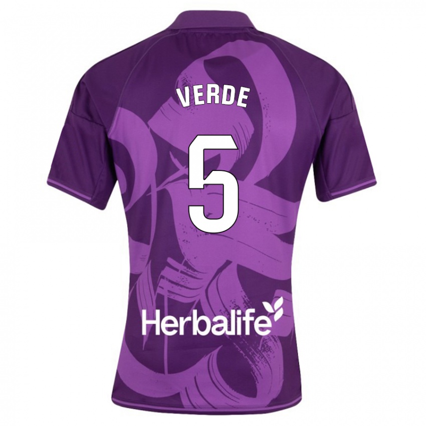 Kinder Adrián Verde #5 Violett Auswärtstrikot Trikot 2023/24 T-Shirt