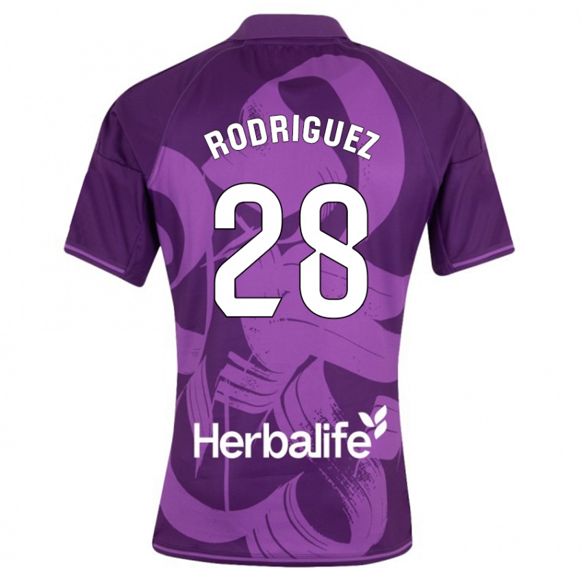 Kinder Yago Rodríguez #28 Violett Auswärtstrikot Trikot 2023/24 T-Shirt