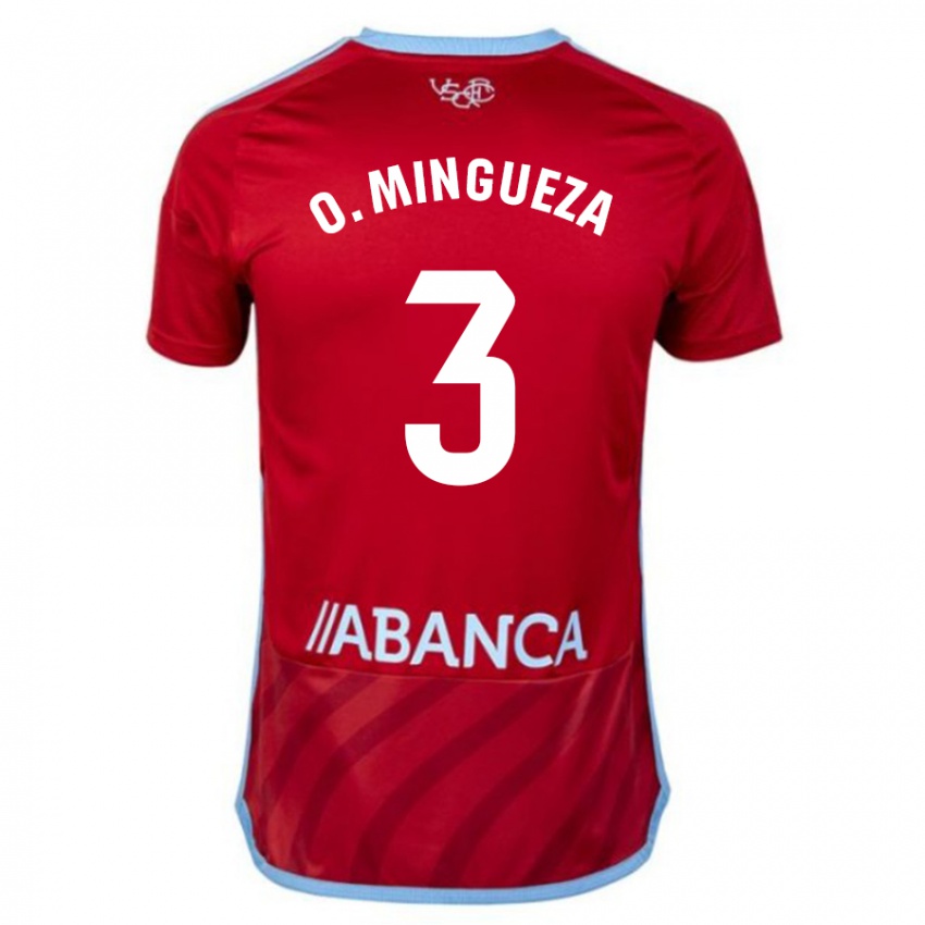 Kinder Óscar Mingueza #3 Rot Auswärtstrikot Trikot 2023/24 T-Shirt