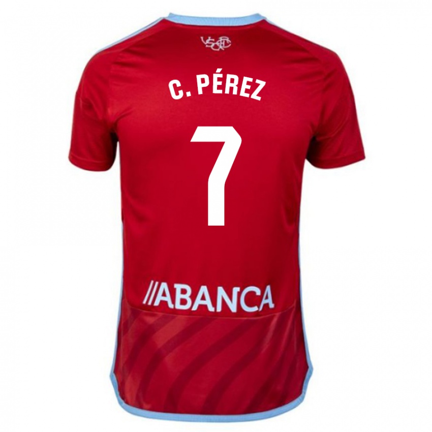 Kinder Carles Pérez #7 Rot Auswärtstrikot Trikot 2023/24 T-Shirt