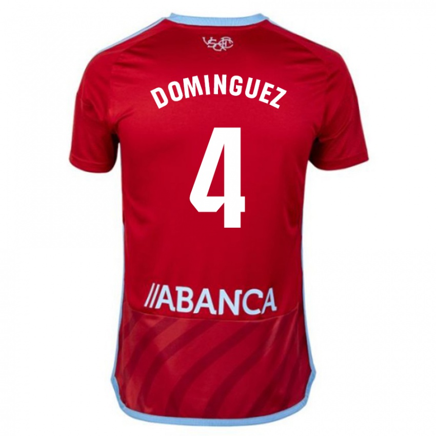 Kinder Javi Domínguez #4 Rot Auswärtstrikot Trikot 2023/24 T-Shirt