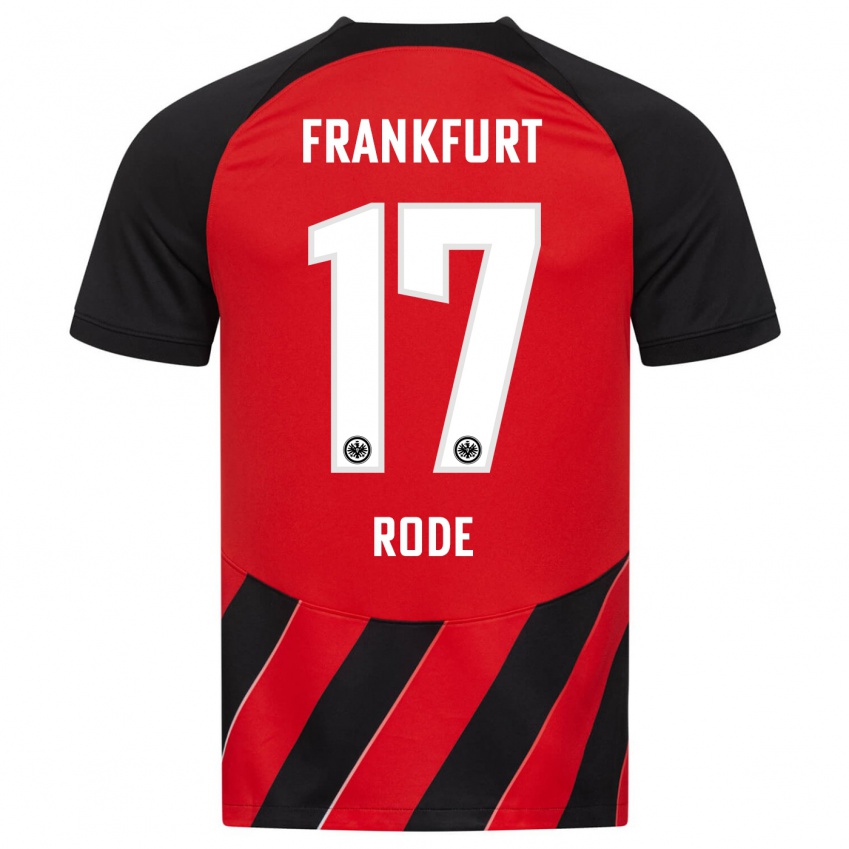 Herren Sebastian Rode #17 Rot Schwarz Heimtrikot Trikot 2023/24 T-Shirt