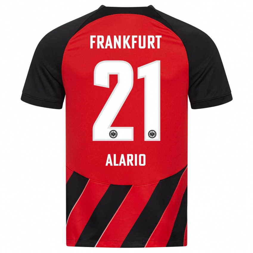 Herren Lucas Alario #21 Rot Schwarz Heimtrikot Trikot 2023/24 T-Shirt