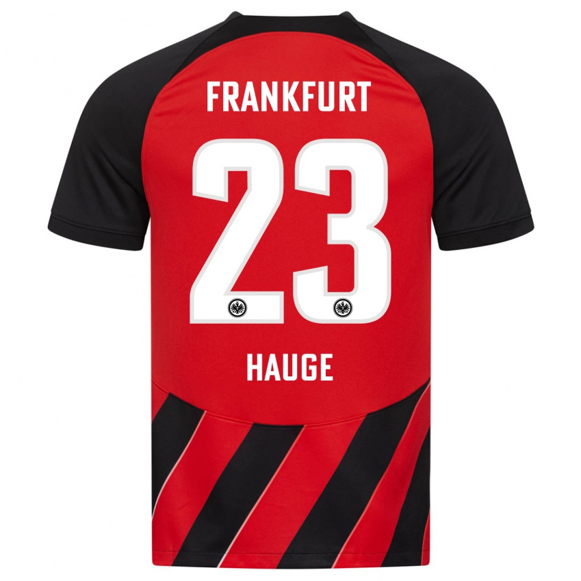 Herren Jens Petter Hauge #23 Rot Schwarz Heimtrikot Trikot 2023/24 T-Shirt