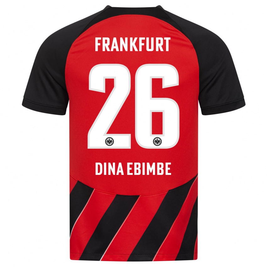 Herren Junior Dina Ebimbe #26 Rot Schwarz Heimtrikot Trikot 2023/24 T-Shirt