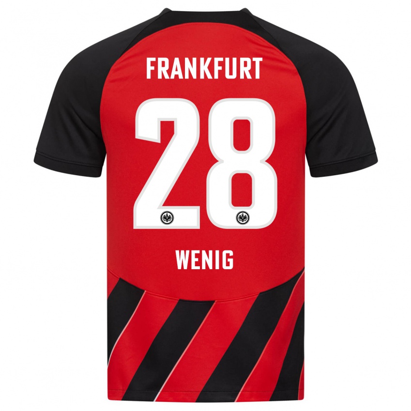 Herren Marcel Wenig #28 Rot Schwarz Heimtrikot Trikot 2023/24 T-Shirt