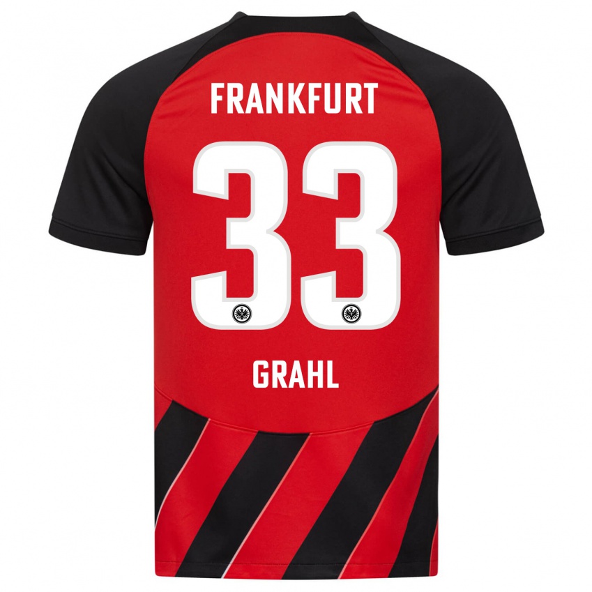 Herren Jens Grahl #33 Rot Schwarz Heimtrikot Trikot 2023/24 T-Shirt