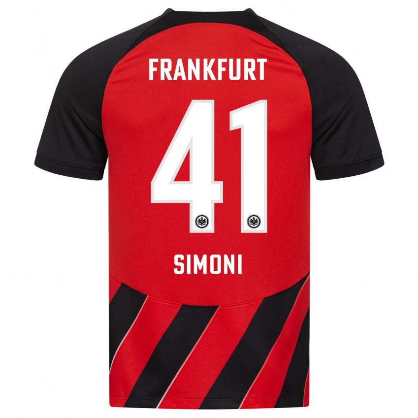 Herren Simon Simoni #41 Rot Schwarz Heimtrikot Trikot 2023/24 T-Shirt