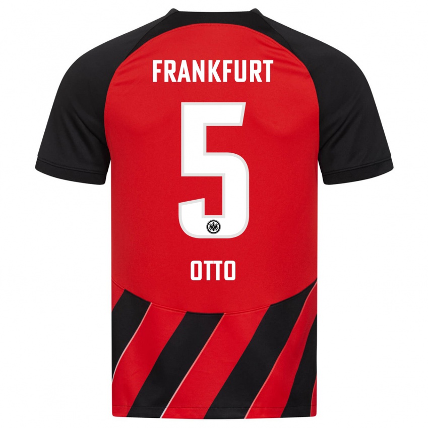 Herren Fynn Otto #5 Rot Schwarz Heimtrikot Trikot 2023/24 T-Shirt