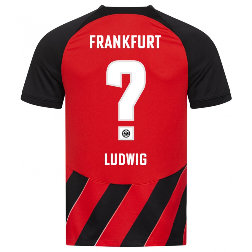 Herren Finn Ludwig #0 Rot Schwarz Heimtrikot Trikot 2023/24 T-Shirt