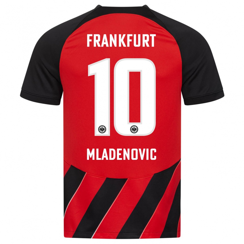 Herren Marko Mladenovic #10 Rot Schwarz Heimtrikot Trikot 2023/24 T-Shirt