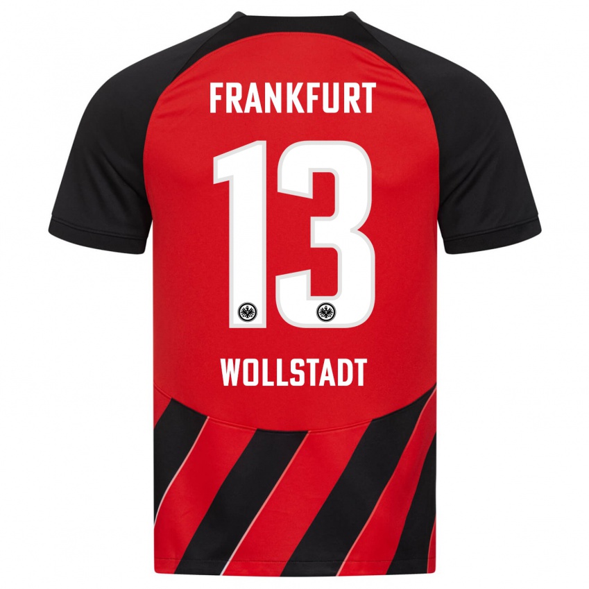 Herren Fabio Wollstadt #13 Rot Schwarz Heimtrikot Trikot 2023/24 T-Shirt
