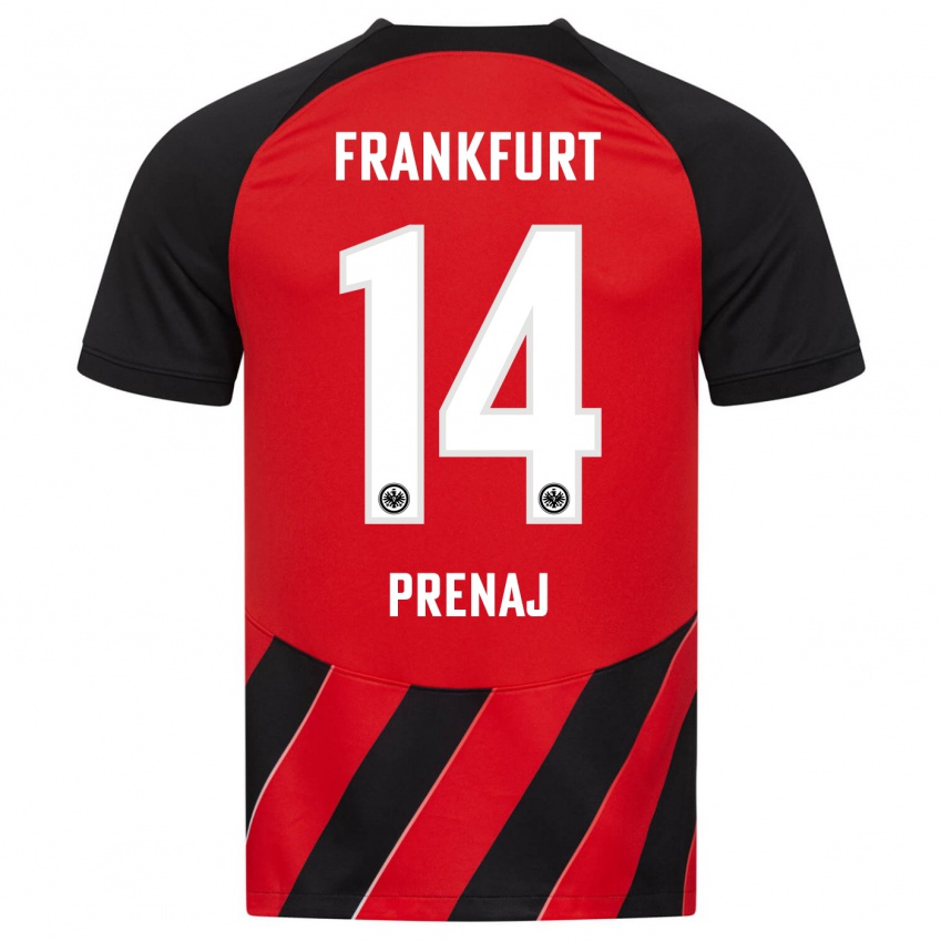 Herren Christian Prenaj #14 Rot Schwarz Heimtrikot Trikot 2023/24 T-Shirt
