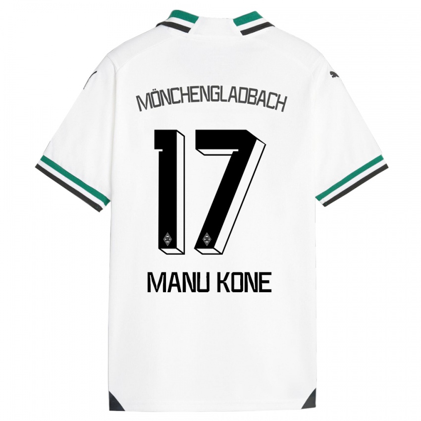 Herren Manu Kone #17 Weiß Grün Heimtrikot Trikot 2023/24 T-Shirt