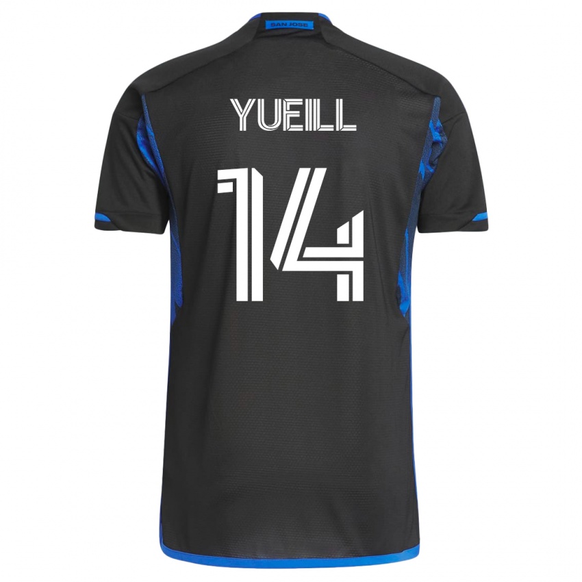 Herren Jackson Yueill #14 Blau Schwarz Heimtrikot Trikot 2023/24 T-Shirt