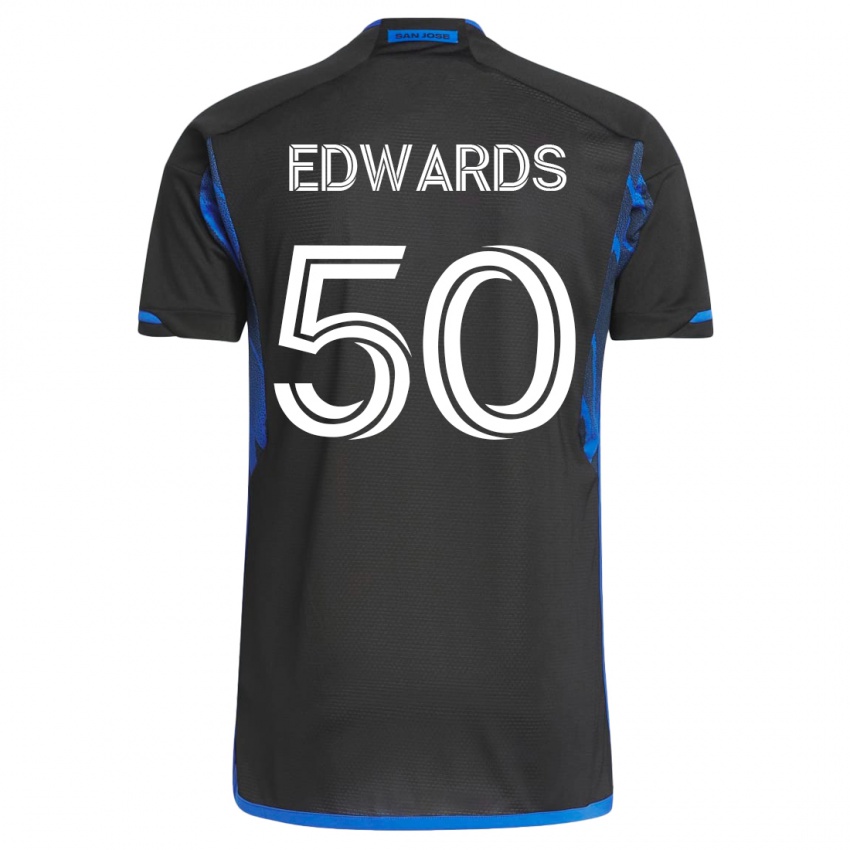 Herren Aaron Edwards #50 Blau Schwarz Heimtrikot Trikot 2023/24 T-Shirt
