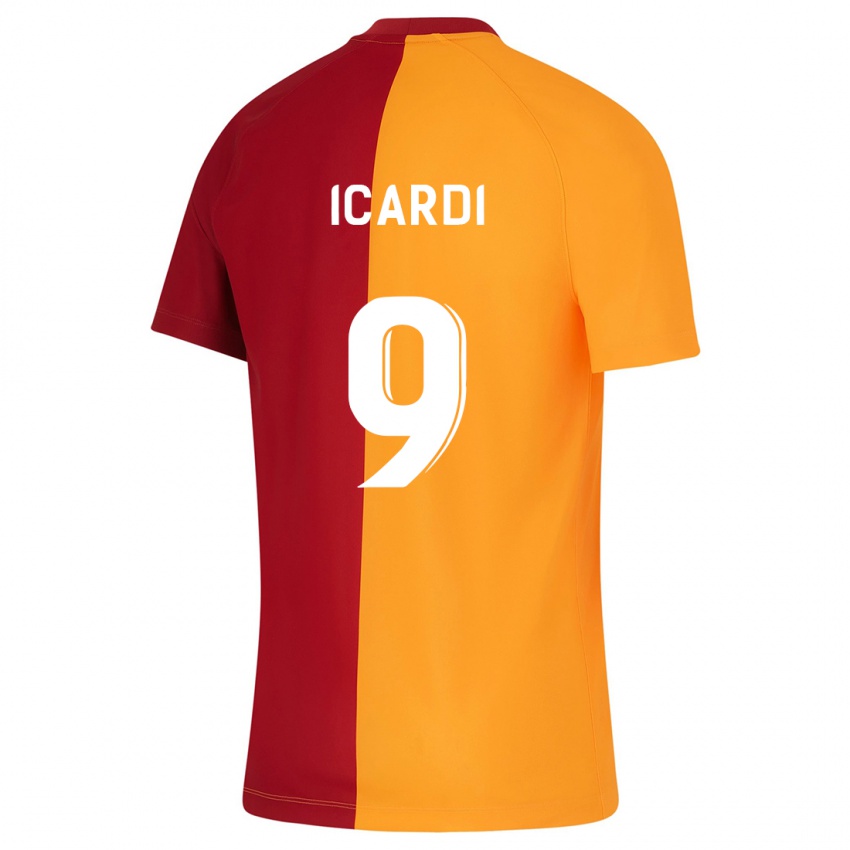 Herren Mauro Icardi #9 Orangefarben Heimtrikot Trikot 2023/24 T-Shirt