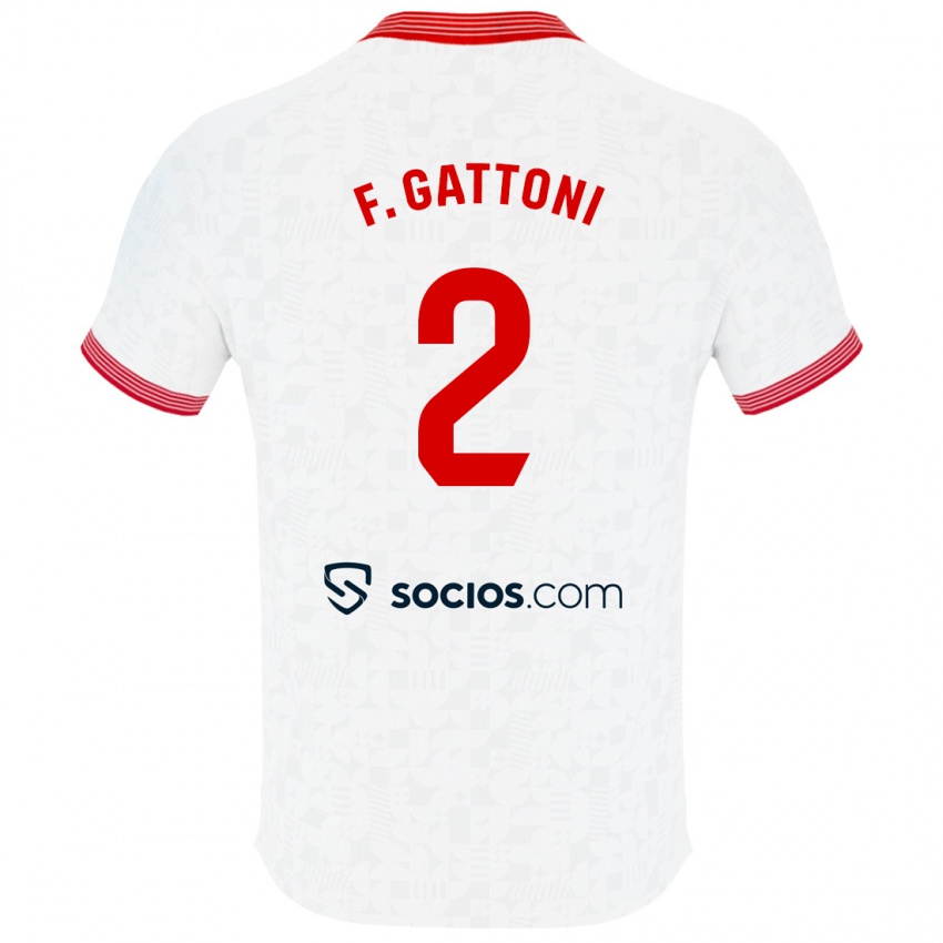 Herren Federico Gattoni #2 Weiß Heimtrikot Trikot 2023/24 T-Shirt