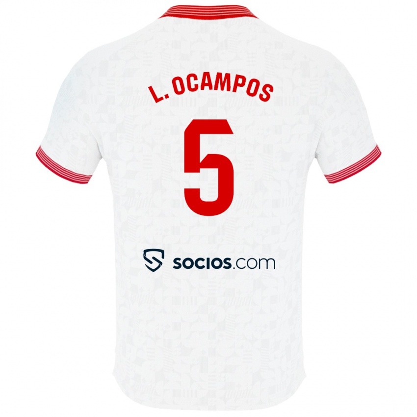 Herren Lucas Ocampos #5 Weiß Heimtrikot Trikot 2023/24 T-Shirt