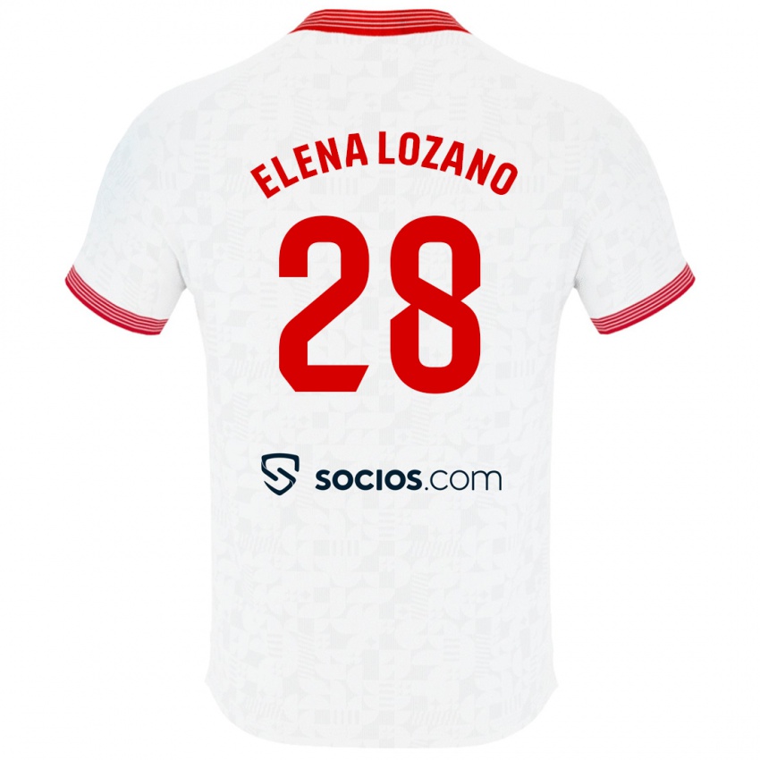 Herren Elena Lozano Gallego #28 Weiß Heimtrikot Trikot 2023/24 T-Shirt
