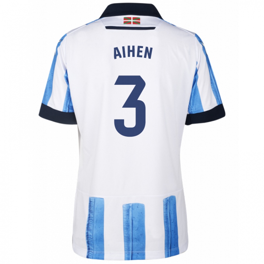 Herren Aihen Munoz #3 Blau Weiss Heimtrikot Trikot 2023/24 T-Shirt