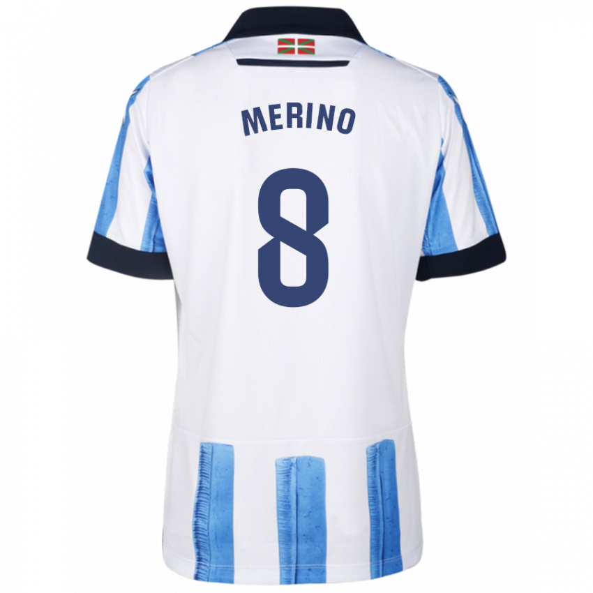 Herren Mikel Merino #8 Blau Weiss Heimtrikot Trikot 2023/24 T-Shirt