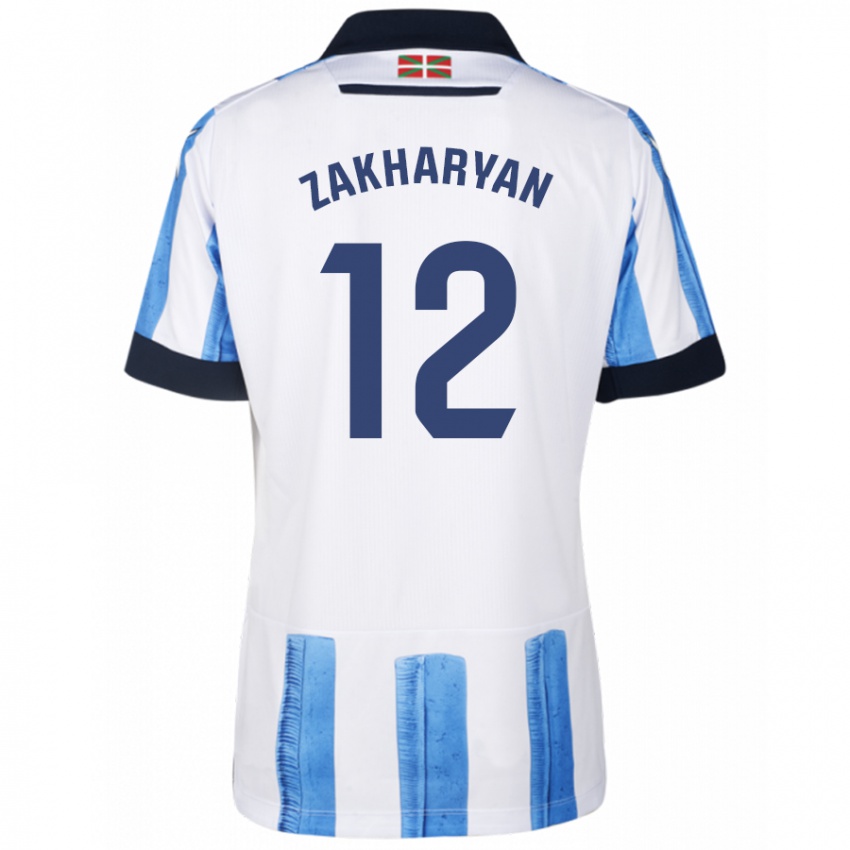 Herren Arsen Zakharyan #12 Blau Weiss Heimtrikot Trikot 2023/24 T-Shirt
