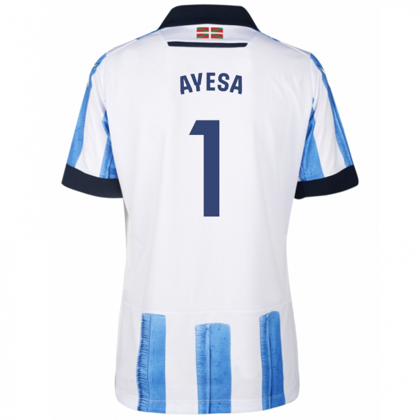 Herren Gaizka Ayesa #1 Blau Weiss Heimtrikot Trikot 2023/24 T-Shirt
