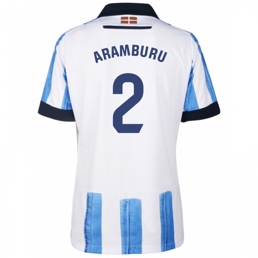 Herren Jon Aramburu #2 Blau Weiss Heimtrikot Trikot 2023/24 T-Shirt