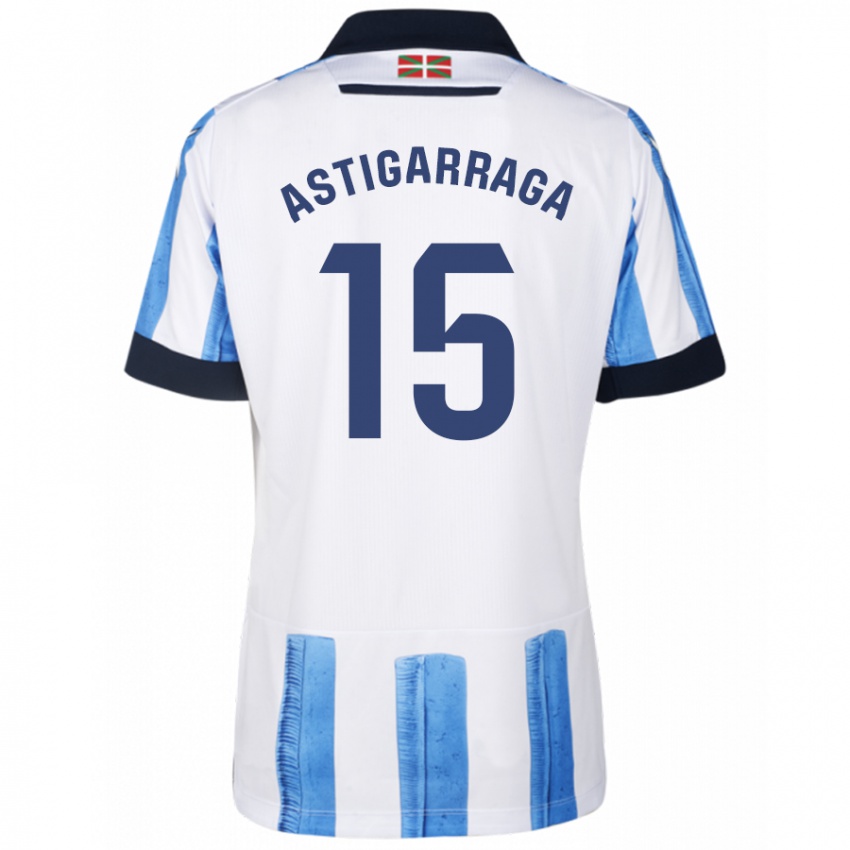 Herren Eneko Astigarraga #15 Blau Weiss Heimtrikot Trikot 2023/24 T-Shirt