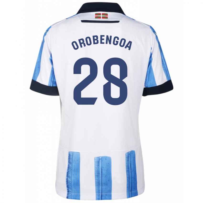 Herren Ekain Orobengoa #28 Blau Weiss Heimtrikot Trikot 2023/24 T-Shirt