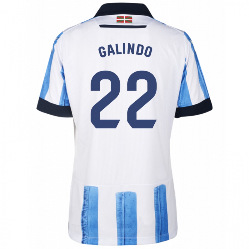 Herren Iker Galindo #22 Blau Weiss Heimtrikot Trikot 2023/24 T-Shirt