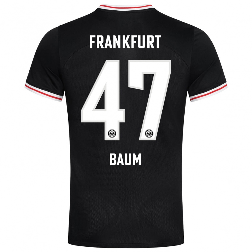 Herren Elias Baum #47 Schwarz Auswärtstrikot Trikot 2023/24 T-Shirt