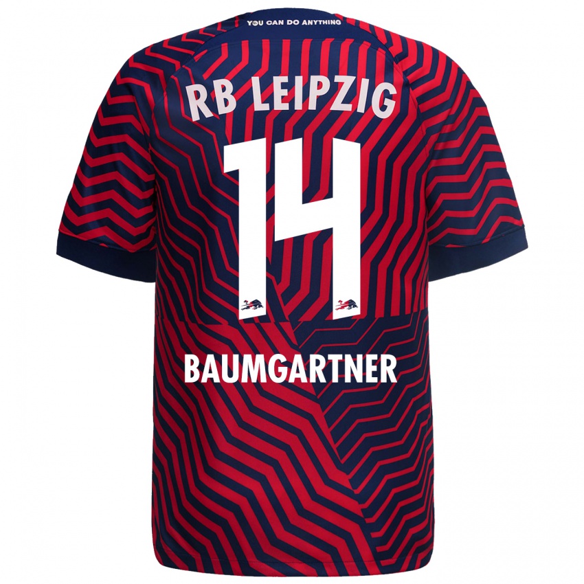 Herren Christoph Baumgartner #14 Blau Rot Auswärtstrikot Trikot 2023/24 T-Shirt