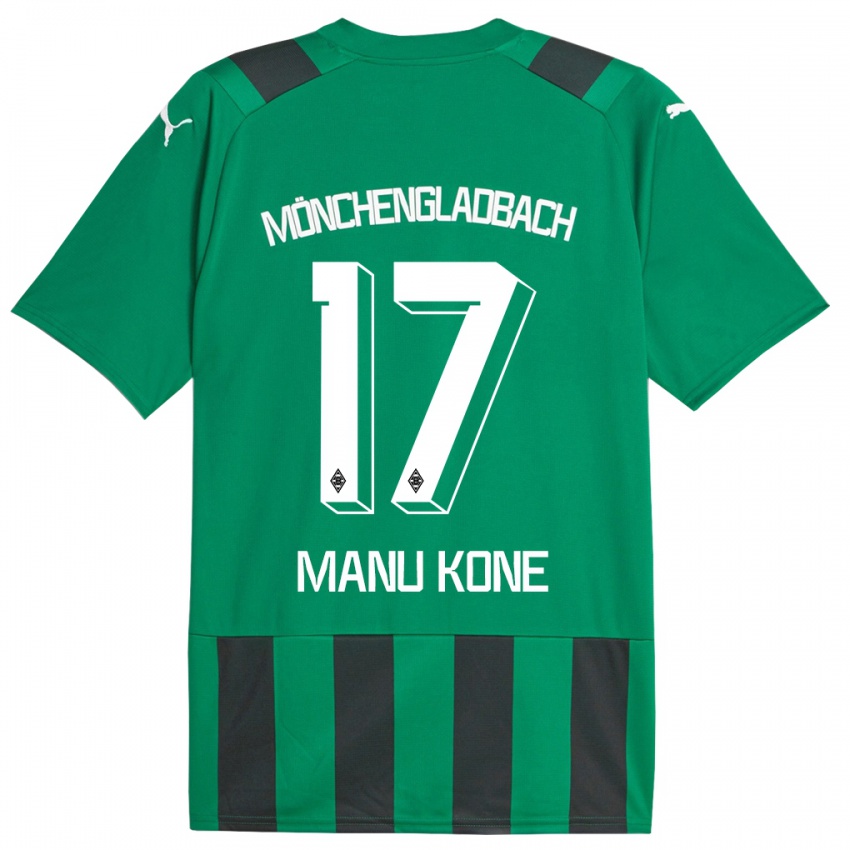 Herren Manu Kone #17 Schwarz Grün Auswärtstrikot Trikot 2023/24 T-Shirt