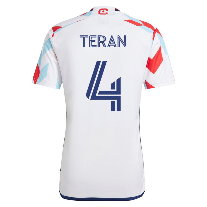 Herren Carlos Terán #4 Weiß Blau Auswärtstrikot Trikot 2023/24 T-Shirt