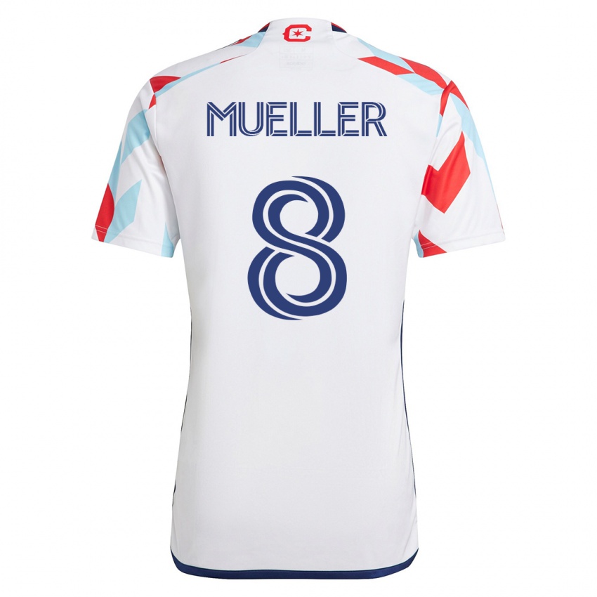 Herren Chris Mueller #8 Weiß Blau Auswärtstrikot Trikot 2023/24 T-Shirt