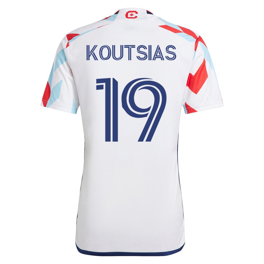 Herren Georgios Koutsias #19 Weiß Blau Auswärtstrikot Trikot 2023/24 T-Shirt