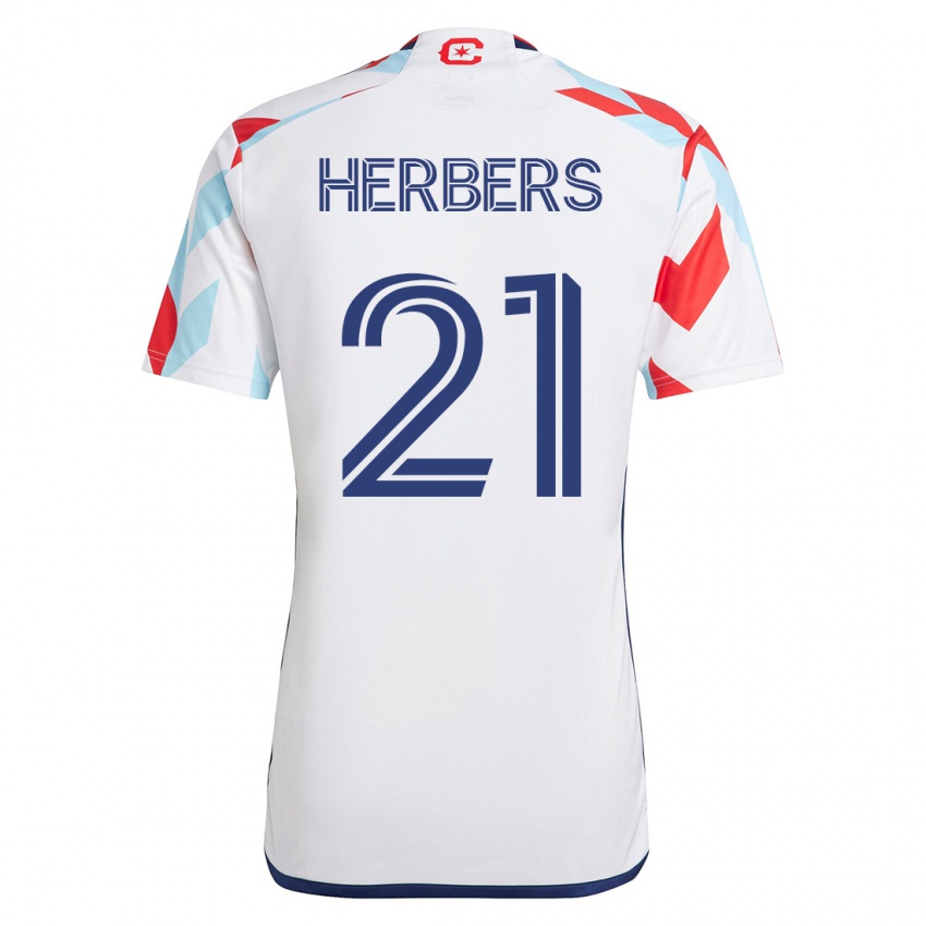 Herren Fabian Herbers #21 Weiß Blau Auswärtstrikot Trikot 2023/24 T-Shirt