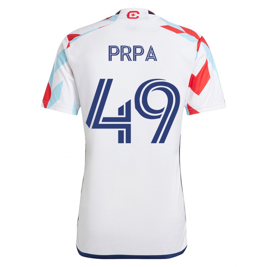 Herren Luka Prpa #49 Weiß Blau Auswärtstrikot Trikot 2023/24 T-Shirt