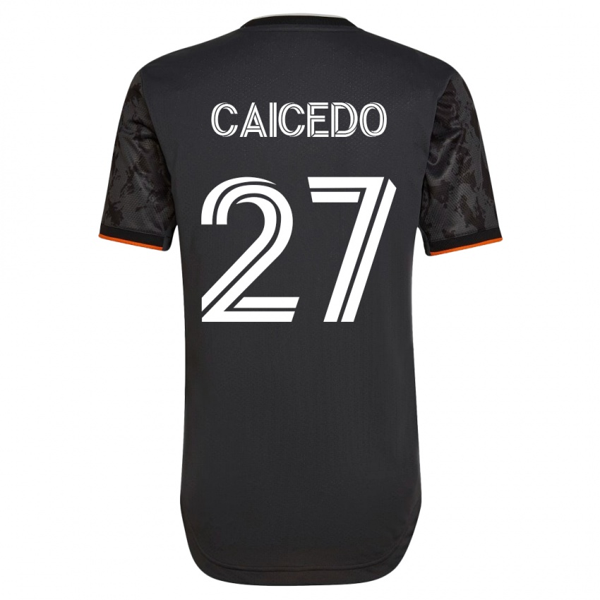Herren Luis Caicedo #27 Schwarz Auswärtstrikot Trikot 2023/24 T-Shirt