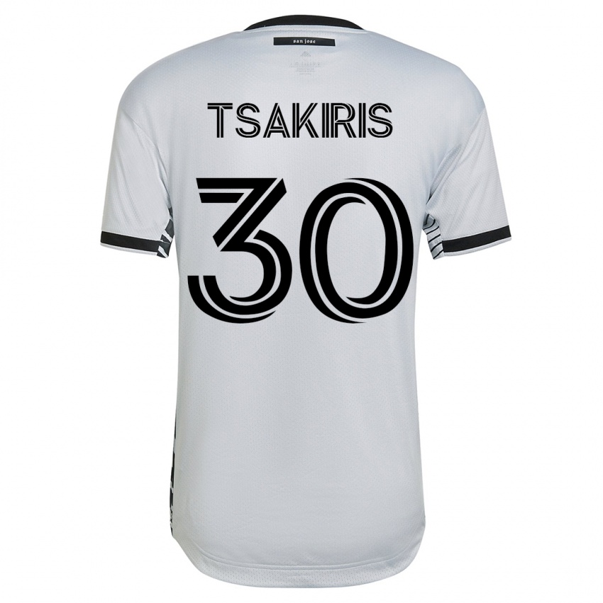 Herren Niko Tsakiris #30 Weiß Auswärtstrikot Trikot 2023/24 T-Shirt