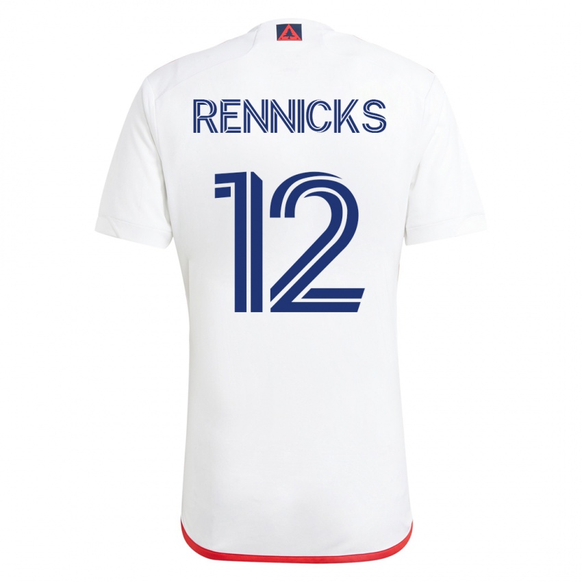 Herren Justin Rennicks #12 Weiß Rot Auswärtstrikot Trikot 2023/24 T-Shirt