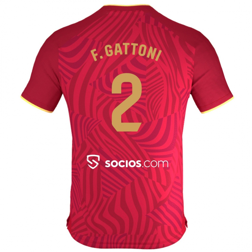 Herren Federico Gattoni #2 Rot Auswärtstrikot Trikot 2023/24 T-Shirt