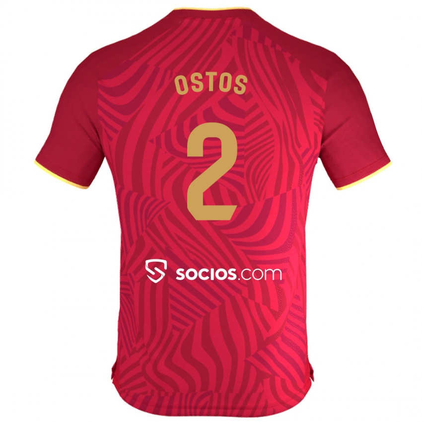 Herren Fran Ostos #2 Rot Auswärtstrikot Trikot 2023/24 T-Shirt