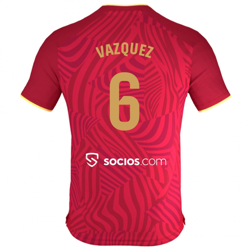 Herren Manolo Vazquez #6 Rot Auswärtstrikot Trikot 2023/24 T-Shirt